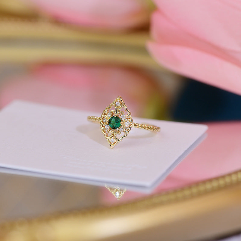 Baroque Emerald Ring - Elsie