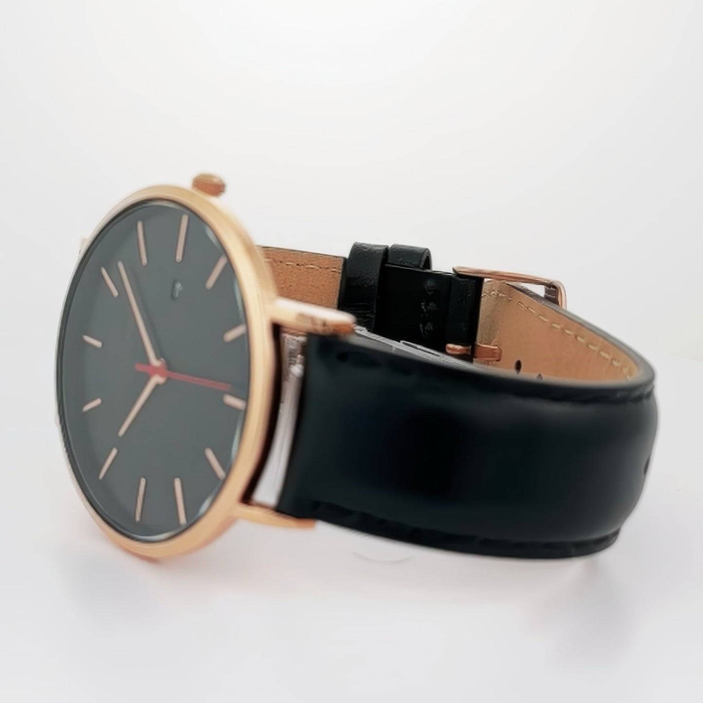 Alfred Sung Metropolitan Date Black Dial Black Leather Strap watch