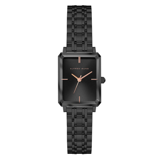 Alfred Sung Octavia Black Dial & Bracelet Ladies watch