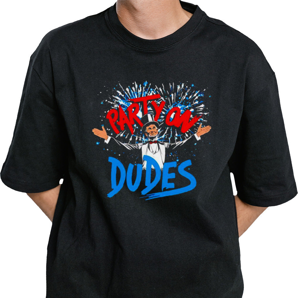 Abraham Lincoln party on dudes 4th of july shirt