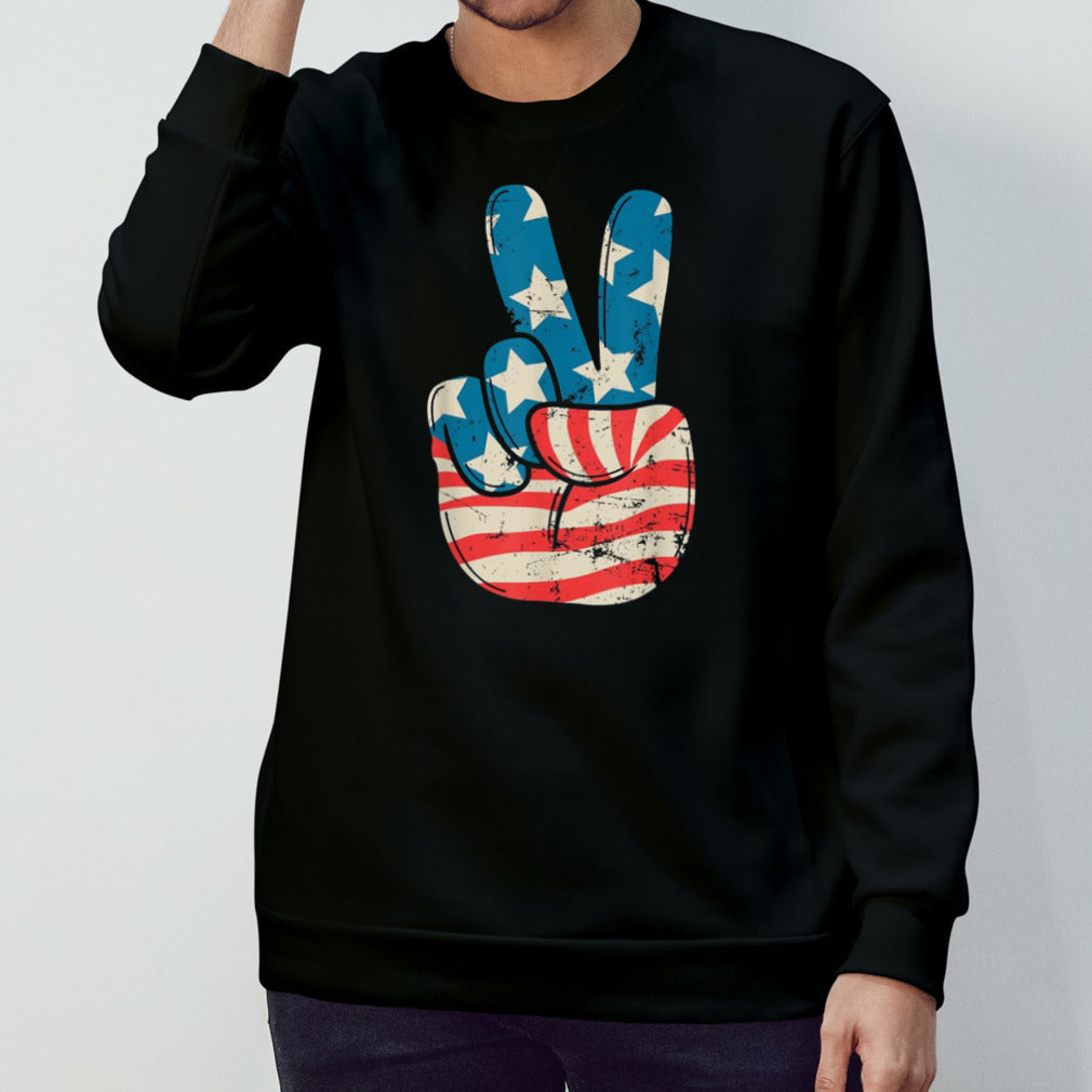 American Flag Peace Sign Hand 4th Of July Patriotic shirt