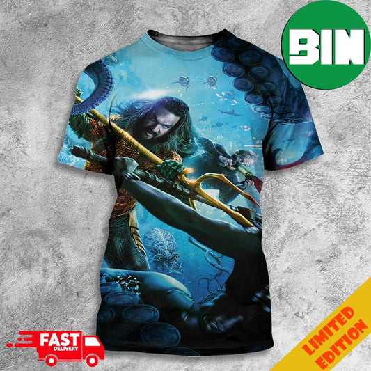 Aquaman 2 Jason Momoa And King Orm vs Black Manta Aquaman And The Lost Kingdom Textless Poster 3D T-Shirts