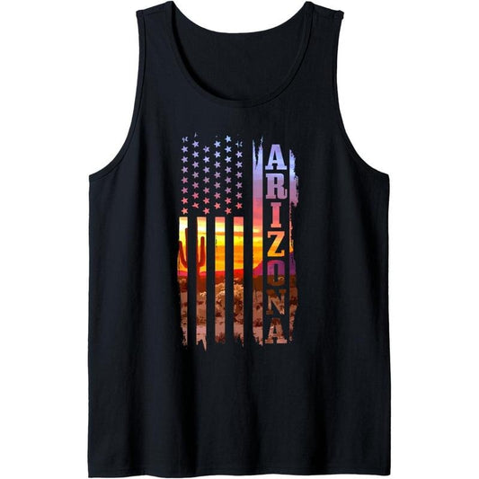 Arizona American Flag Pride Landscape Cactus Patriotic Gift Tank Top made in USA