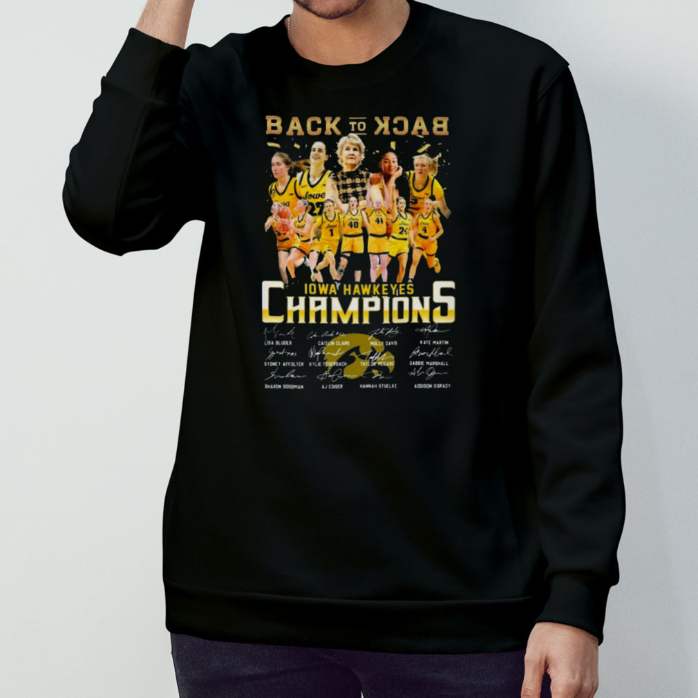 Back To Back Iowa Hawkeyes Champions Signature 2024 T-Shirts