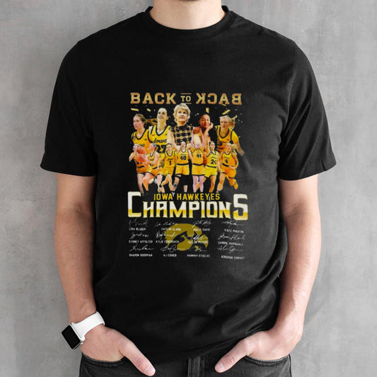 Back To Back Iowa Hawkeyes Champions Signature 2024 T-Shirts