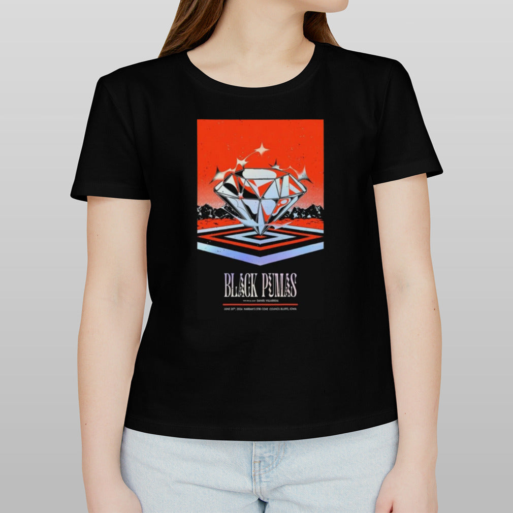 Black Pumas June 20 2024 Harrahâ€™s Stir Cove Council Bluffs, Iowa Tour Poster Shirt