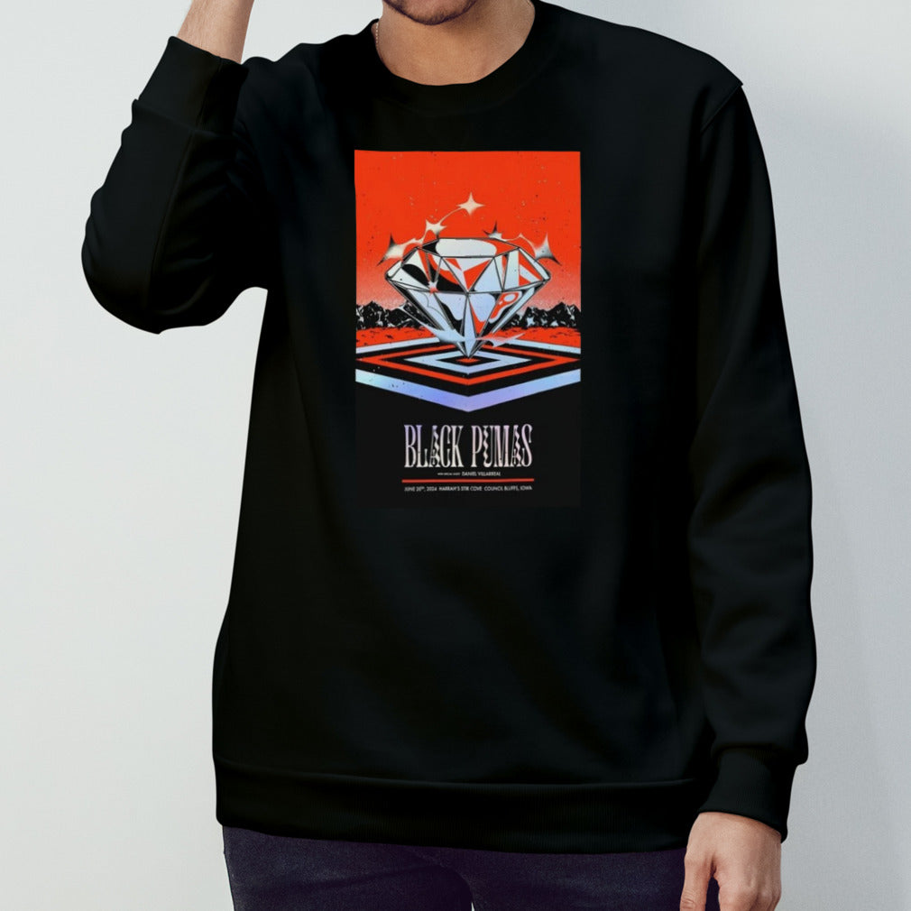 Black Pumas June 20 2024 Harrahâ€™s Stir Cove Council Bluffs, Iowa Tour Poster Shirt