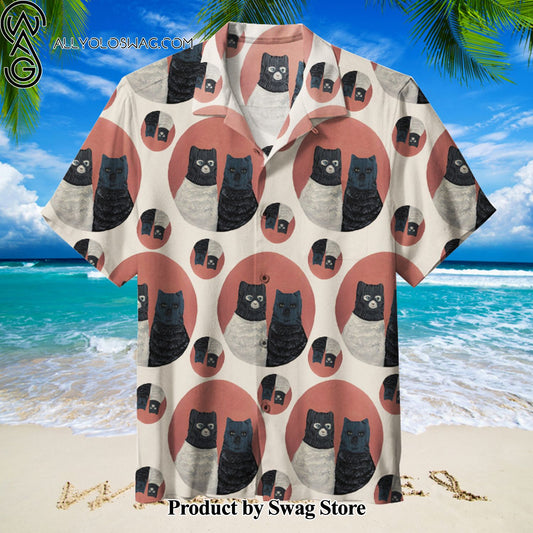 Black white cat with face covered The Perfect Hawaiian Shirt