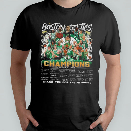 Boston Celtics Basketball Team Thank You For The Memories 2024 Champions Signatures Shirt