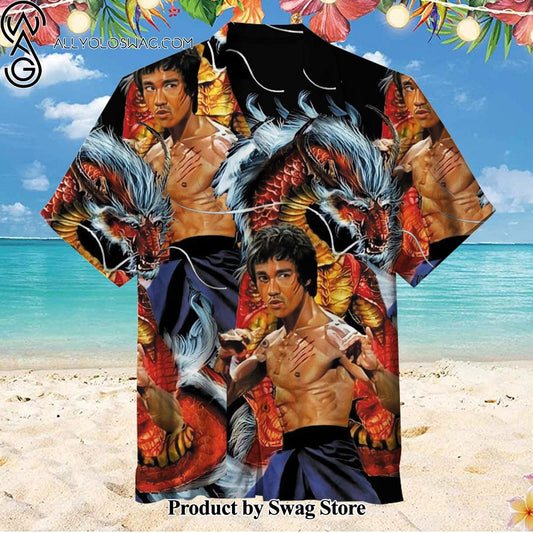 Bruce Lee-Year of the Dragon Colorfast Hawaiian Shirt