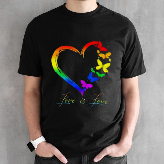 Butterfly Heart Rainbow Love Is Love Lgbt Gay Lesbian Pride Shirt