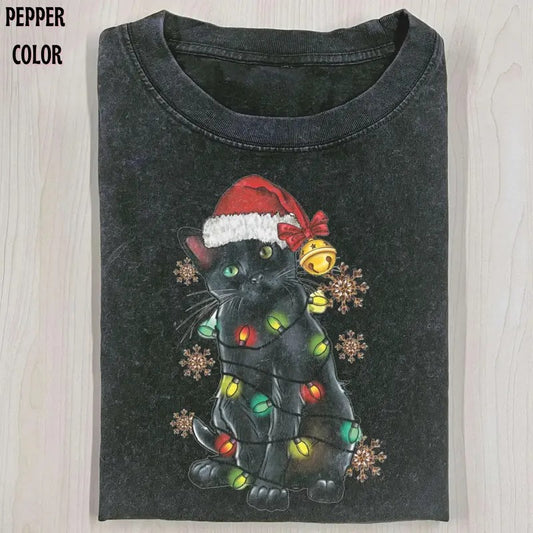CHRISTMAS CAT SHIRT, CHRISTMAS Tee, CHRISTMAS Vintage graphic 90' Graphic tee Womenswear Top