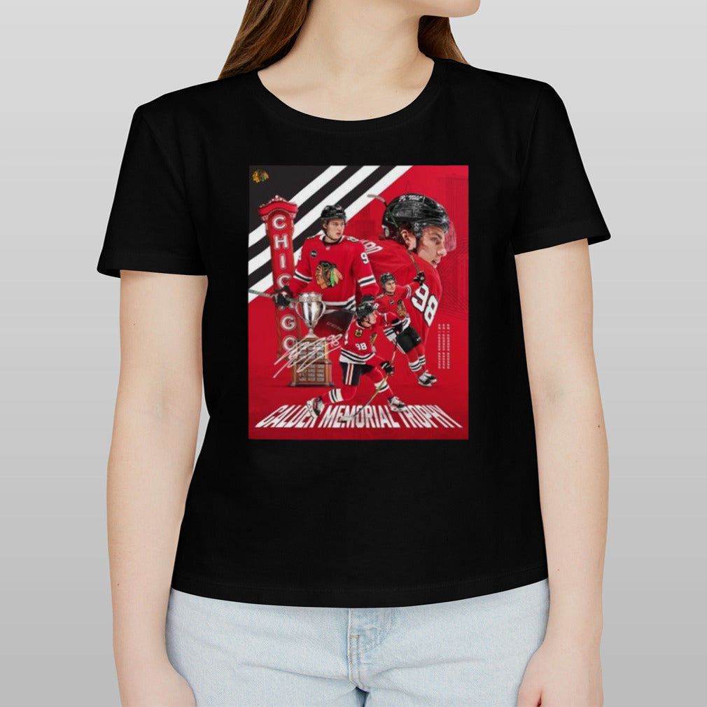 Chicago Blackhawks NHL Connor Bedard MVP Calder Memorial Trophy signature shirt