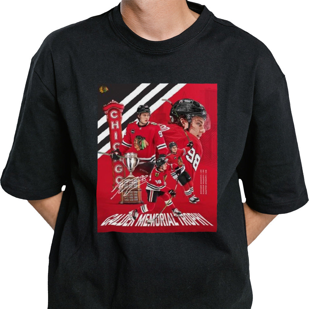 Chicago Blackhawks NHL Connor Bedard MVP Calder Memorial Trophy signature shirt