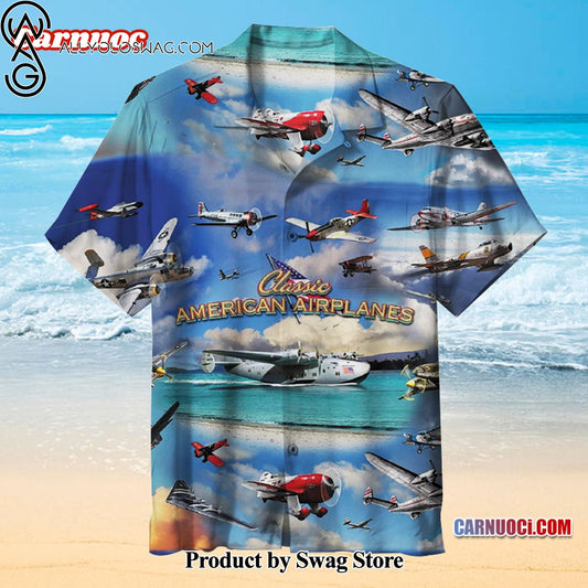Classic American Airplane Bachelor Party Hawaiian Shirt