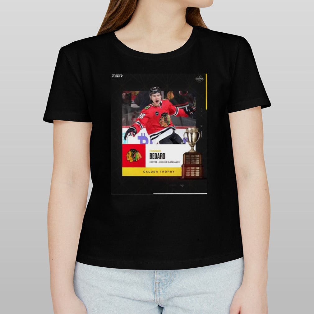 Connor Bedard Centre Chicago Blackhawks 2024 Calder Trophy Awards shirt