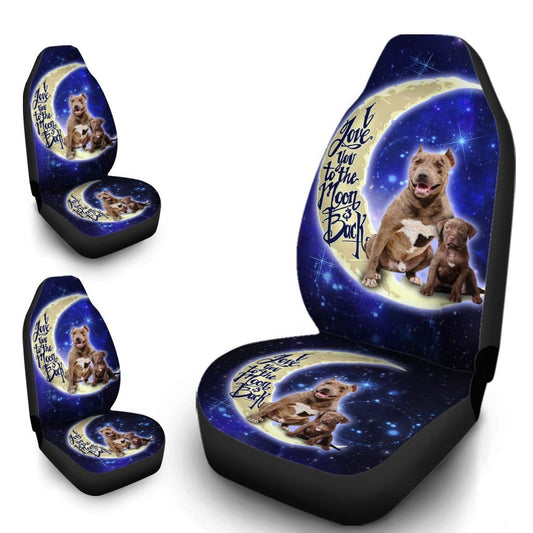 Cool Dad Pitbull Car Seat Covers Custom I Love You To The Moon And Back Car Accessories