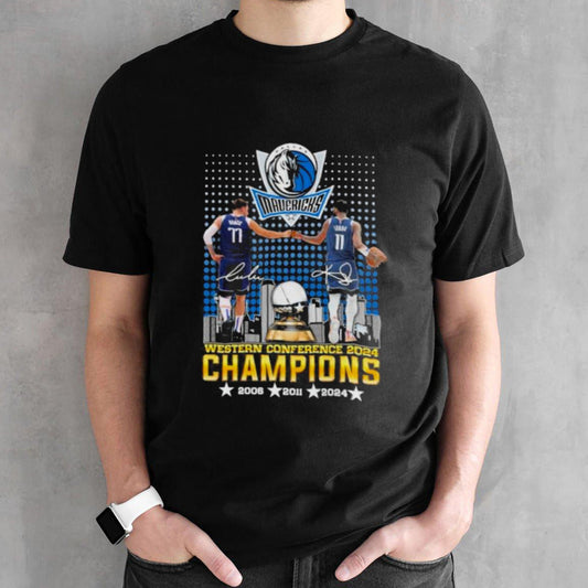 Dallas Mavericks Luka Doncic And Kyrie Irving 2024 Western Conference Champions Signatures Shirt