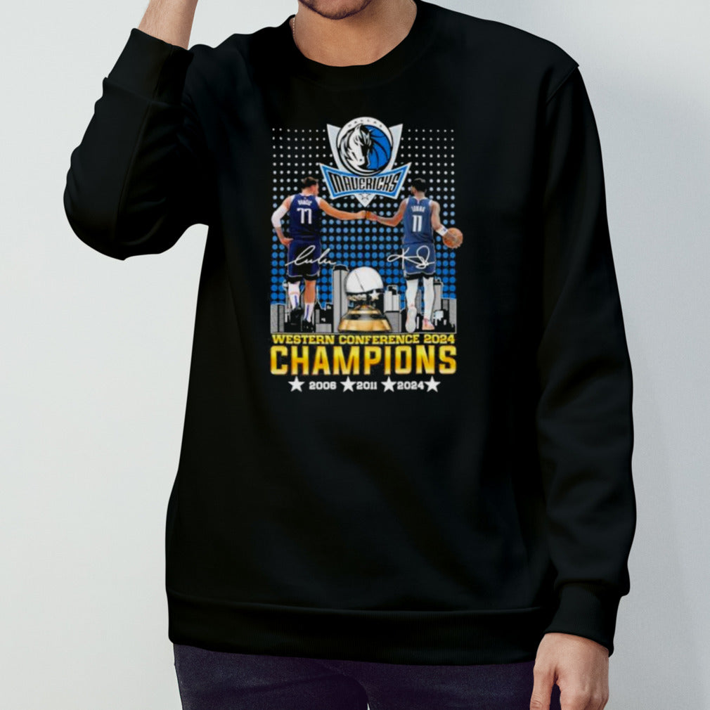 Dallas Mavericks Luka Doncic And Kyrie Irving 2024 Western Conference Champions Signatures Shirt