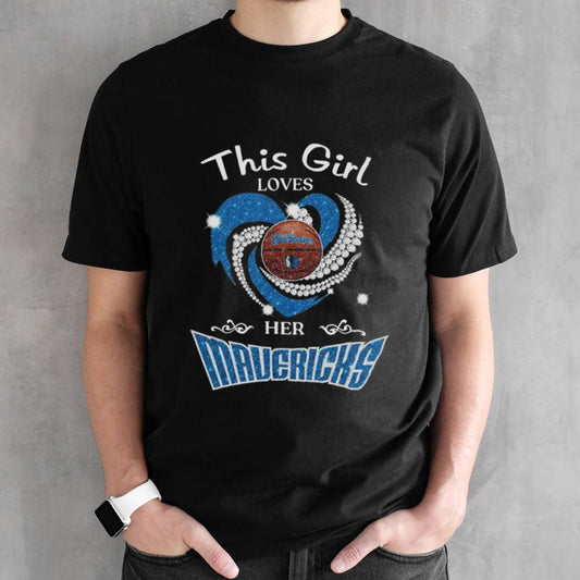 Dallas Mavericks This Girl Love Mavericks Basketball Diamond Heart Shirt