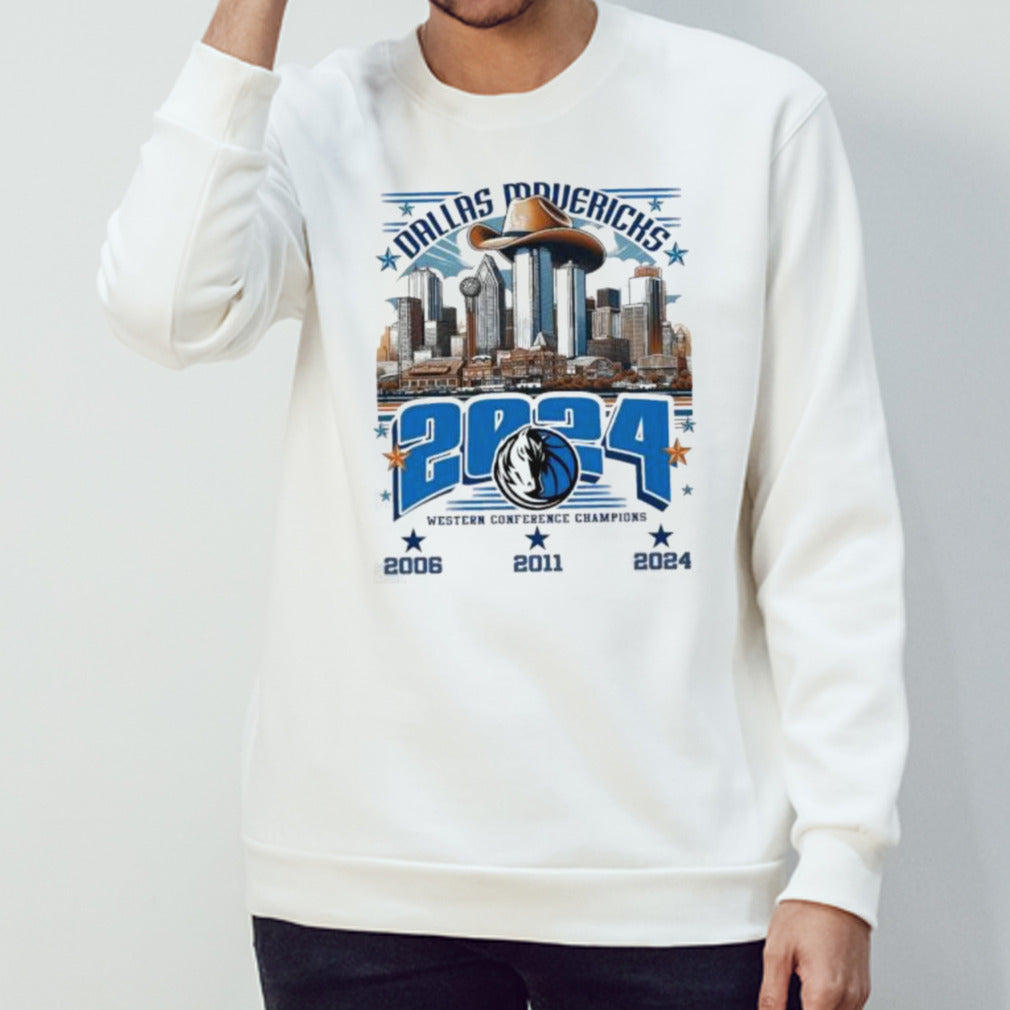Dallas Mavericks Western Conference Champions 2024 Skyline Cowboy Hat Shirt