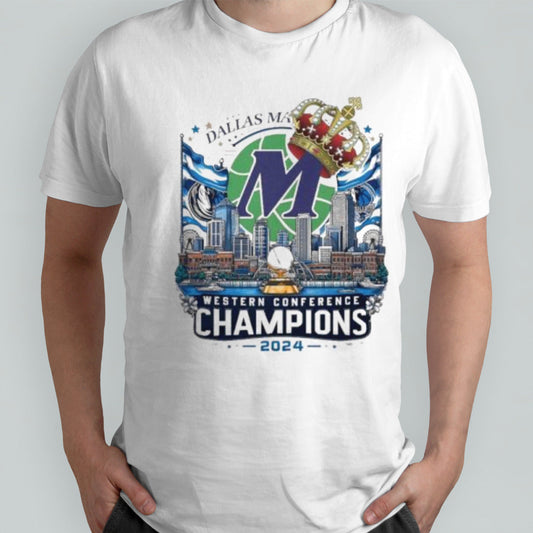 Dallas Mavericks Western Conference Champions 2024 Skyline Crown Shirt