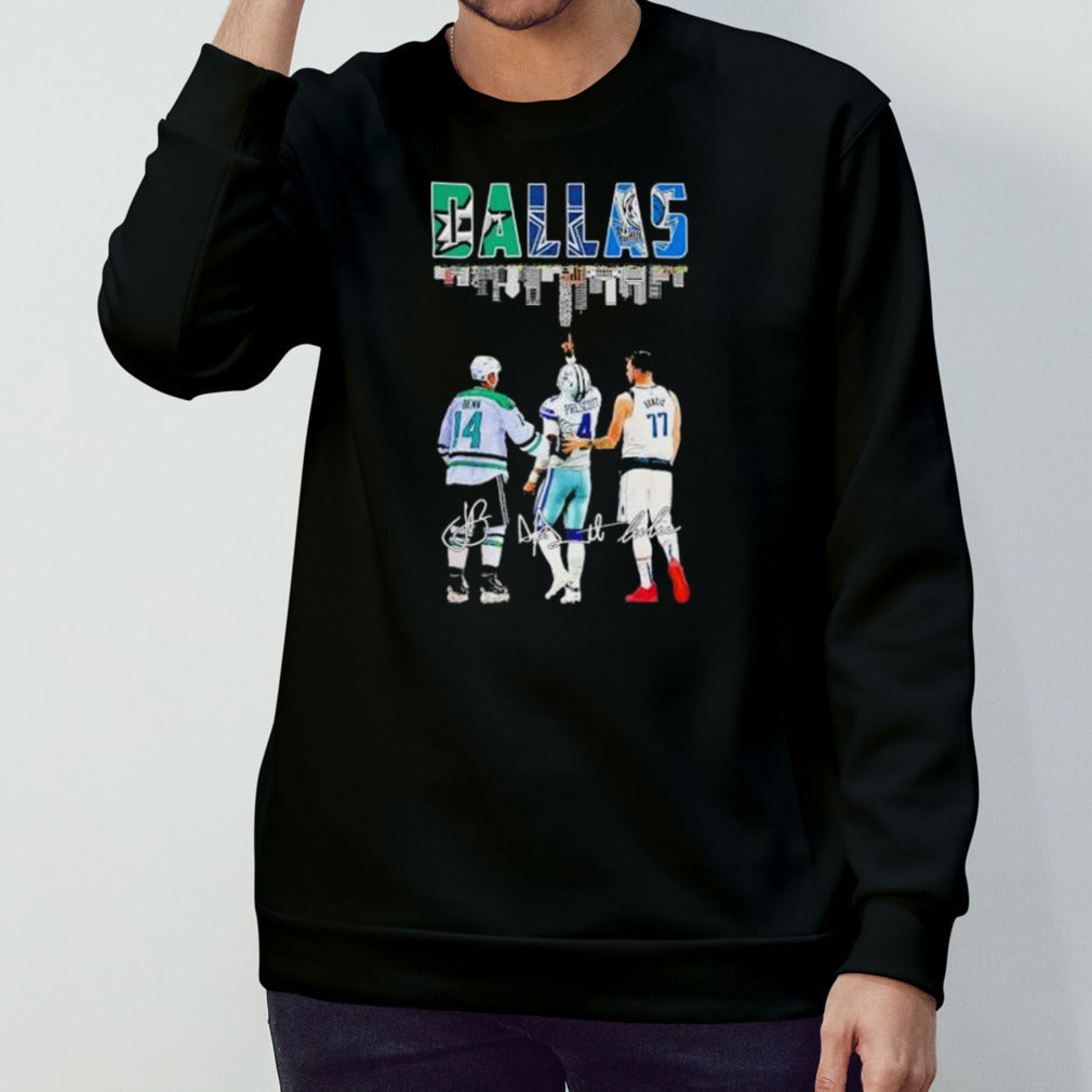 Dallas Sports Teams 2024 Jamie Benn Luka Doncic And Dak Prescott Signatures shirt