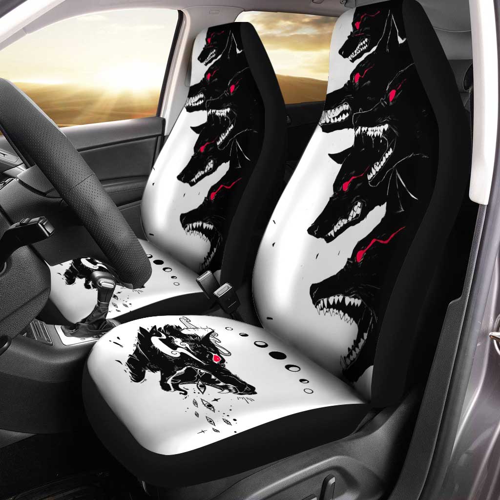 Demon Black Wolf Car Seat Covers Custom Wolf Car Accessories