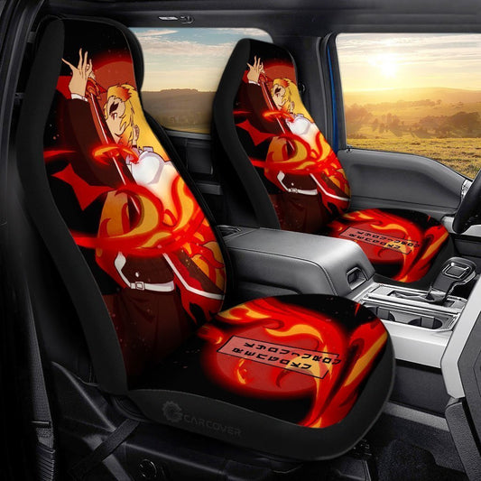 Demon Slayer Rengoku Car Seat Covers Custom Flame Breathing Anime Car Accessories