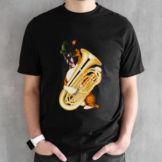 Dogs Dog Playing The Tuba Boxer Cute Dog Kids shirt