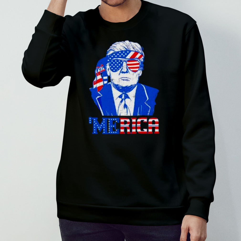 Donald Trump Merica Trump Sunglass US Flag 4th Of July T Shirt