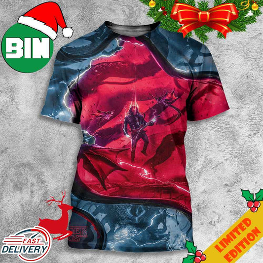 Eddie Munson Stranger Things Day Hellfire Club Upside Down Opens Up To Hawkins Town Poster By BossLogic 3D T-Shirts