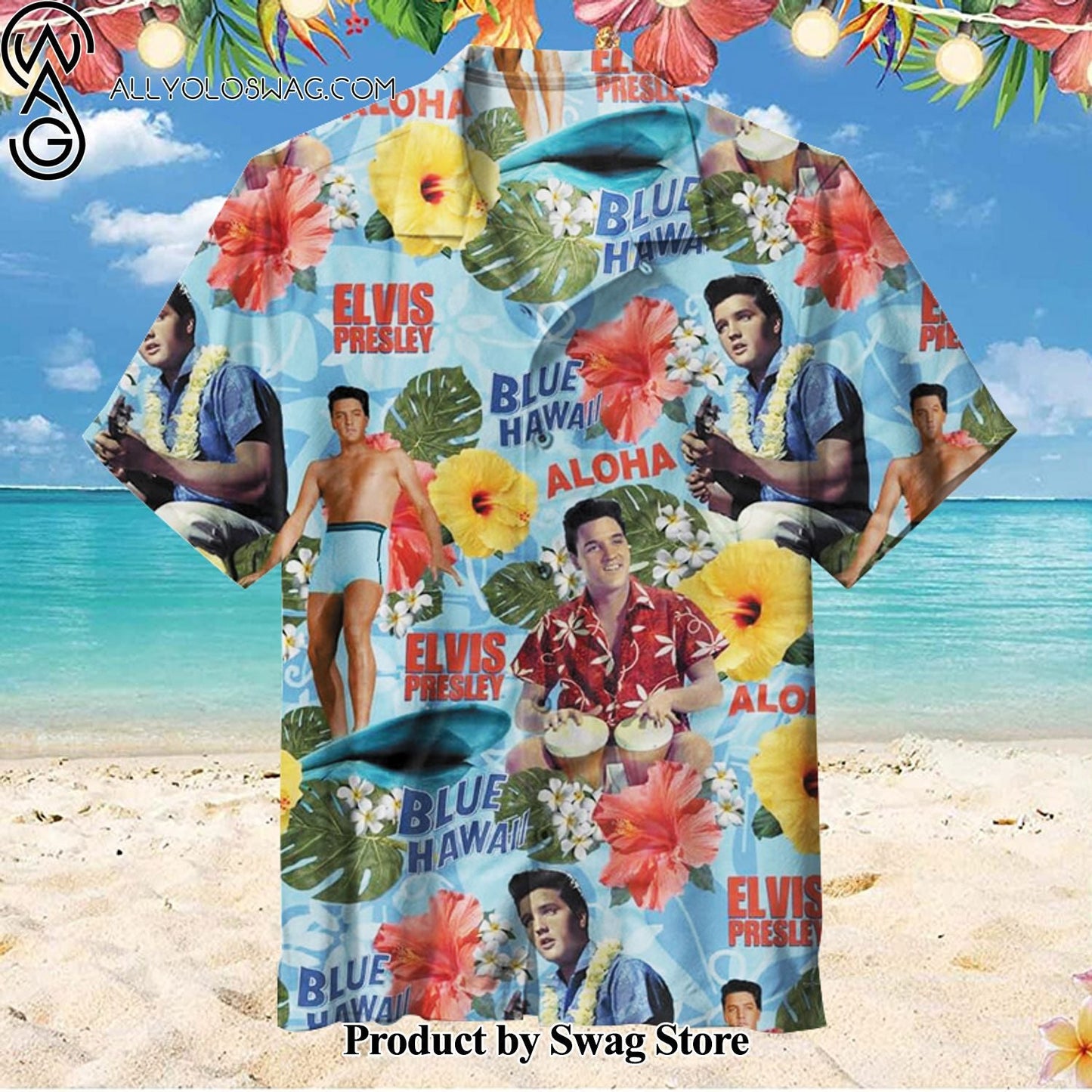 Elvis Aron Presley Linen Hawaiian Shirt