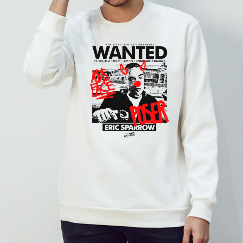 Eric Sparrow new jersey police department wanted vandalism theft arson underage drinking shirt