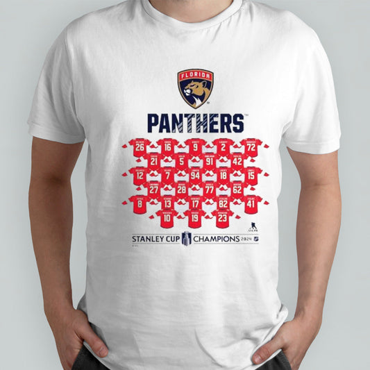 Florida Panthers 2024 Stanley Cup Champions Jersey Roster T-Shirt