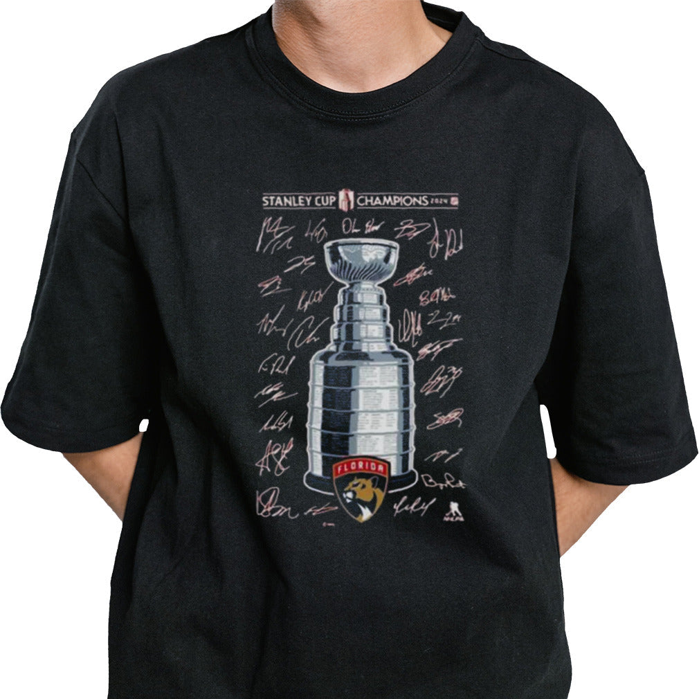 Florida Panthers 2024 Stanley Cup Champions Signature Roster T Shirt