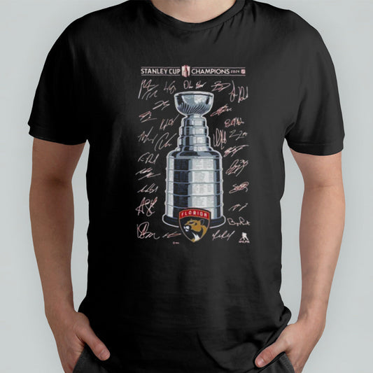 Florida Panthers 2024 Stanley Cup Champions Signature Roster T Shirt