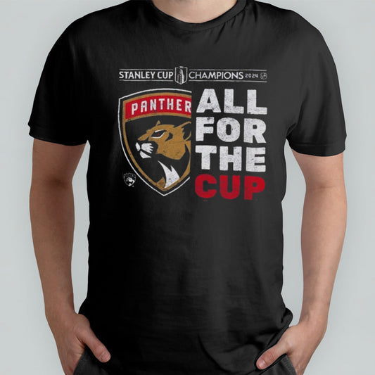Florida Panthers All For The Cup 2024 Stanley Cup Champions Tri-Blend Ringer Shirt