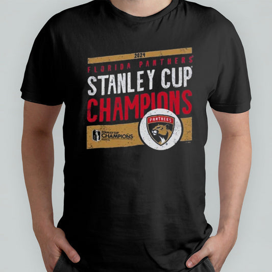 Florida Panthers Majestic Threads 2024 Stanley Cup Champions Tri-Blend Ringer Shirt