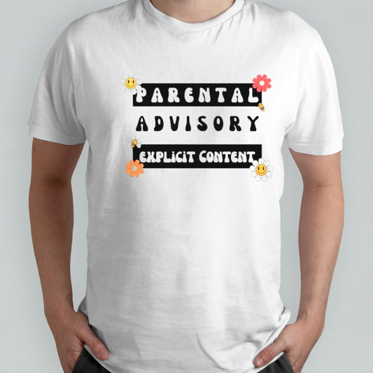 Flower and bee parental advisory explicit content shirts