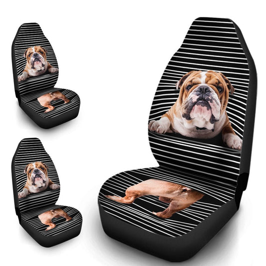 Funny Bulldog Car Seat Covers Custom Bulldog Car Accessories For Dog Lovers
