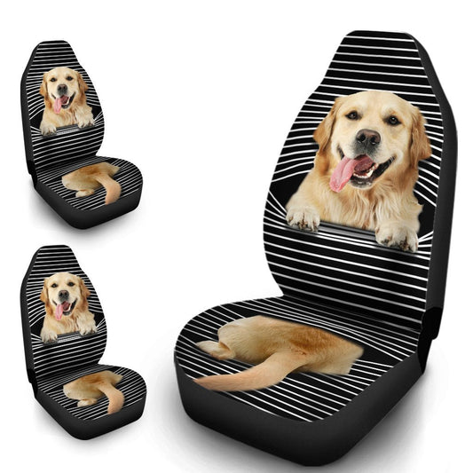 Funny Golden Retriever Car Seat Covers Custom Golden Retriever Car Accessories For Dog Lovers