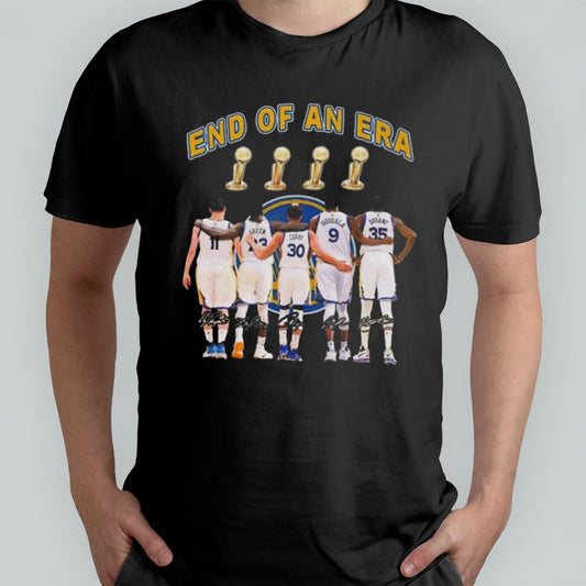 Golden State Warriors End Of An Era Thompsonâ€™s Green Curry Iguodala And Durant Signatures T-shirt