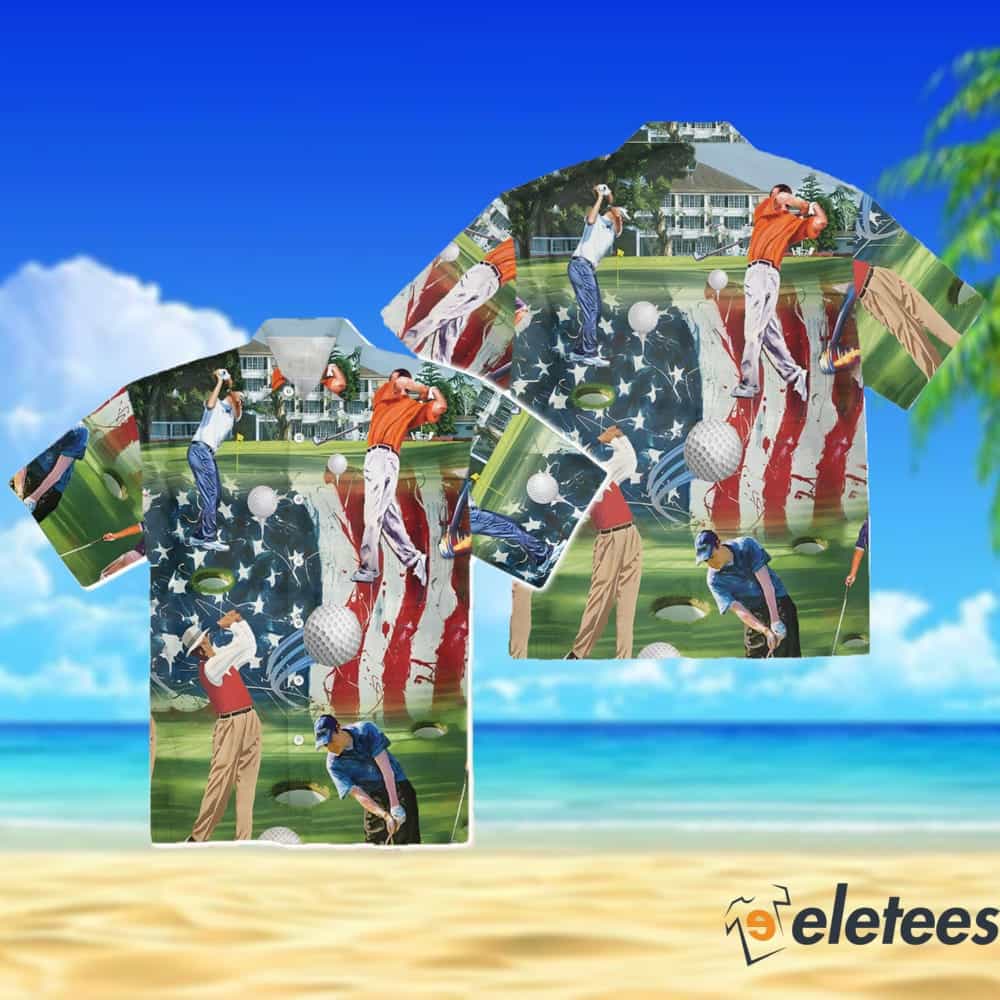 Golf Independence Day American Flag Hawaiian Shirt