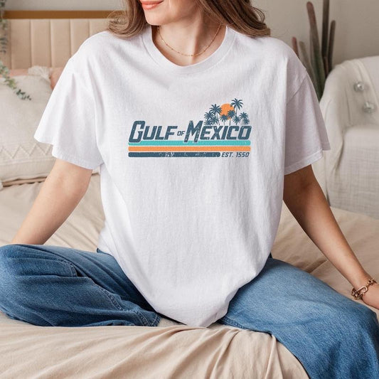 Gulf of Mexico Est 1550 T-Shirt Retro Vintage Beach Graphic Tee Vacation Souvenir Coastal Gift Ocean Lover Aesthetic Summer Shirt
