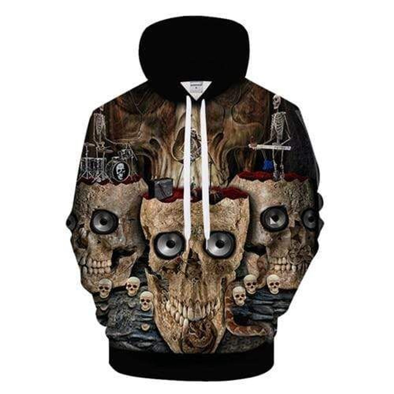 HickVibes Psychedelic Skull Orchestra Fantasy Funny Anime B1225 3D Pullover Printed Over Unisex Hoodies