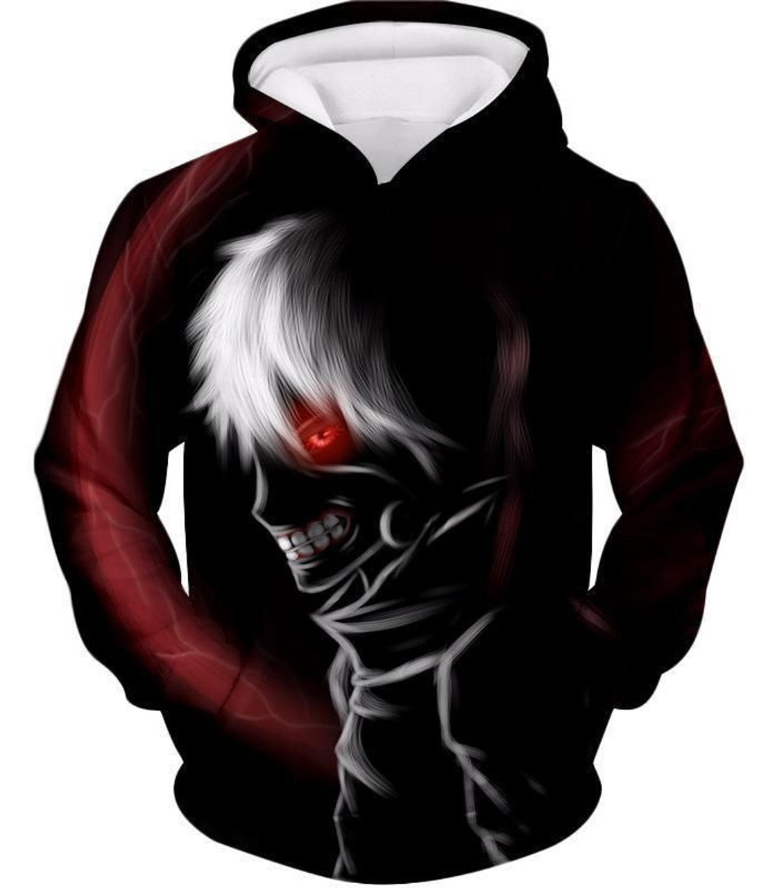 HickVibes Tokyo Ghoul One Eyed Ken Kaneki Awesome Black - Anime A3678 3D Pullover Printed Over Unisex Hoodies