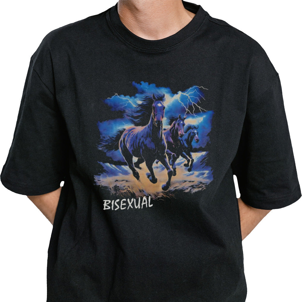 Horses running in thunderstorm vintage shirt