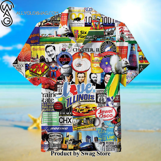I Love Illinois Breathable Hawaiian Shirt