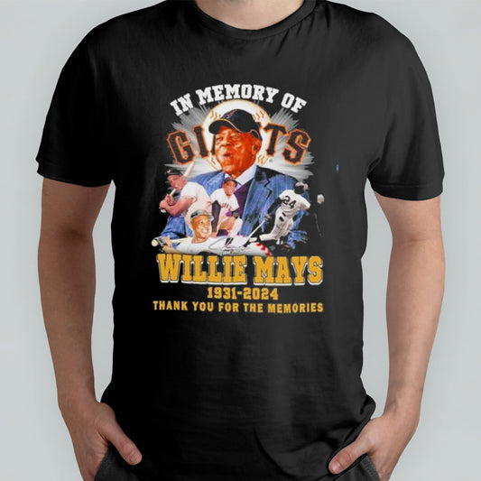 In Memory Of Willie Mays 1931-2024 Thank You For The Memories Signatures Shirt